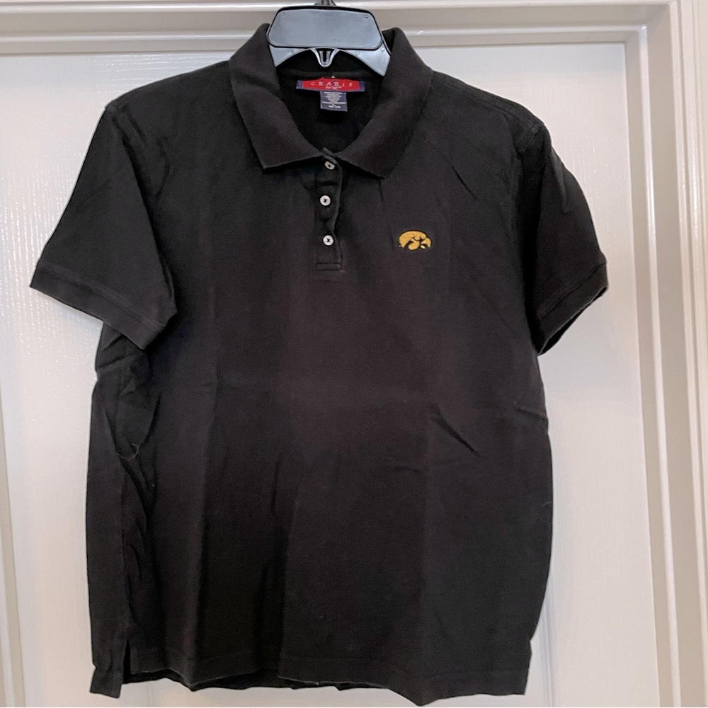 Crable for Her Iowa Hawkeyes short sleeve polo shirt top size Large- black